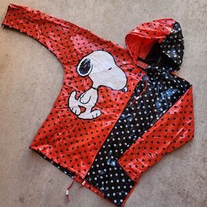 Vintage Swell-Wear Kid's Vinyl Raincoat Black‎ Red Polka Dots Snoopy, Youth 6